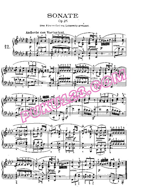 天天钢琴网-免费下载Beethoven - Piano Sonata in As-dur Op[1]. 26