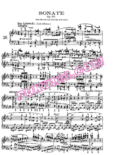 天天钢琴网-免费下载Beethoven - Piano Sonata in Es-dur Op. 81a Les Adieux