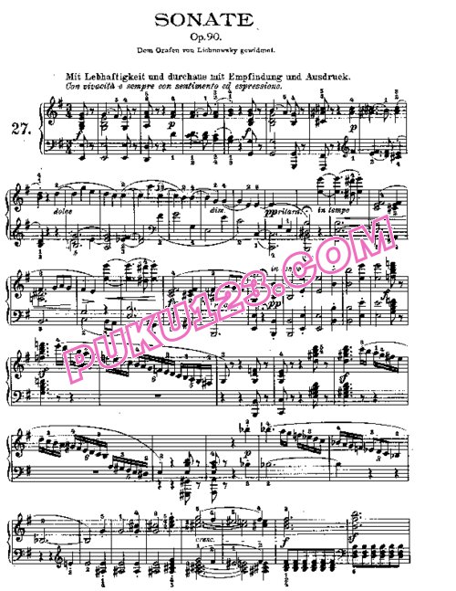 天天钢琴网-免费下载Beethoven - Piano Sonata in e-moll Op. 90