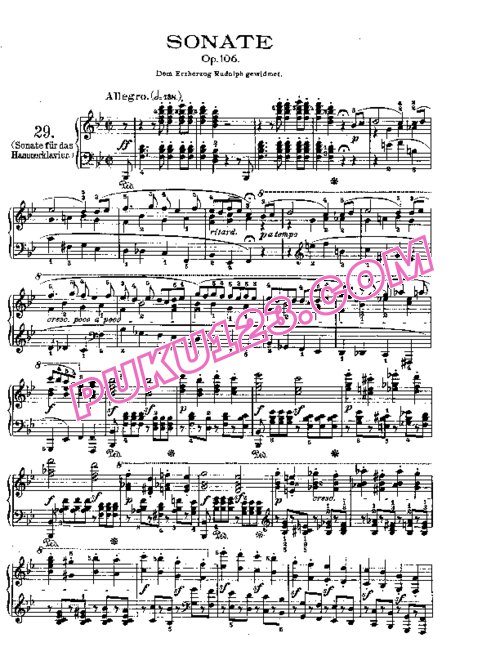 天天钢琴网-免费下载Beethoven - Piano Sonata in B-dur Op. 106 Hammerklavier