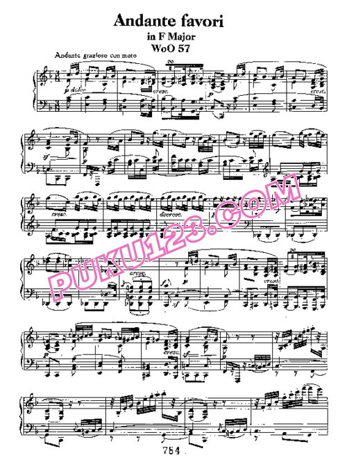 天天钢琴网-免费下载Beethoven - Andante Favori in F WoO 57