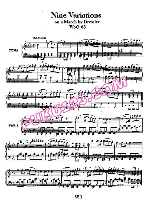 天天钢琴网-免费下载Beethoven - Variations on a March by Ernst Christoph Dressler WoO 63