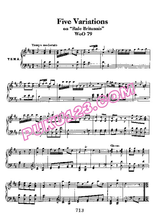 天天钢琴网-免费下载Beethoven - Variations on Rule Britannia WoO 79