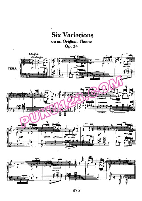 天天钢琴网-免费下载Beethoven - Six Variations on an Original Theme Op.34