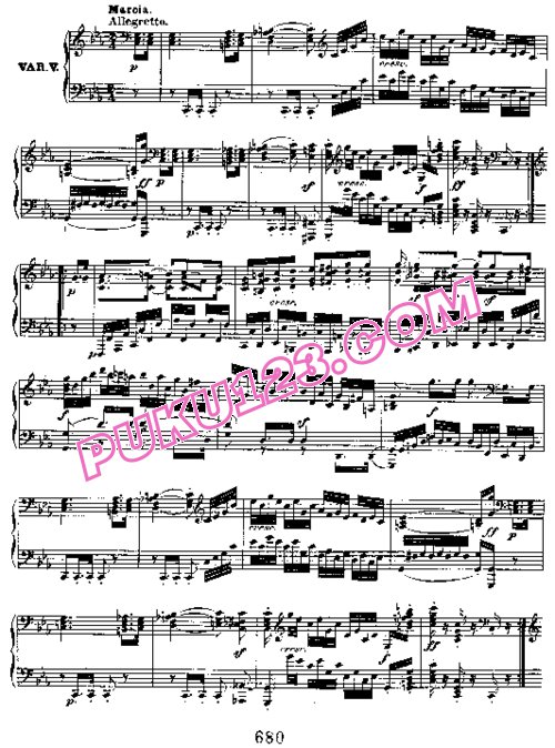天天钢琴网-免费下载Beethoven - Six Variations on an Original Theme Op.34