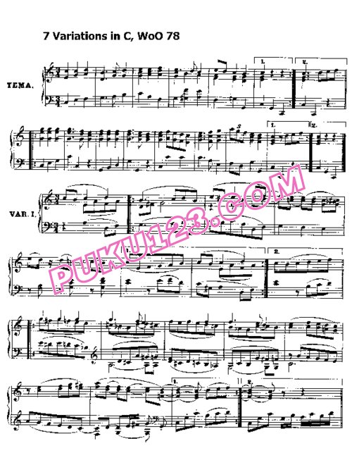 天天钢琴网-免费下载Beethoven - Seven Variations on God Save the King WoO 78