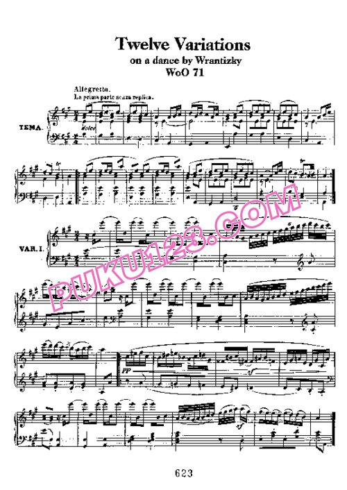 天天钢琴网-免费下载Beethoven - 12 Variations on a Dance by Wrantizky WoO 71