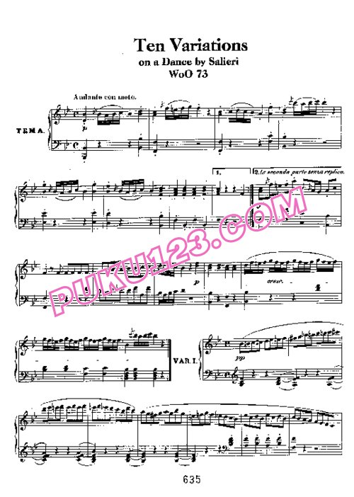 天天钢琴网-免费下载Beethoven - 10 Variations on a Duet by Salieri WoO 73