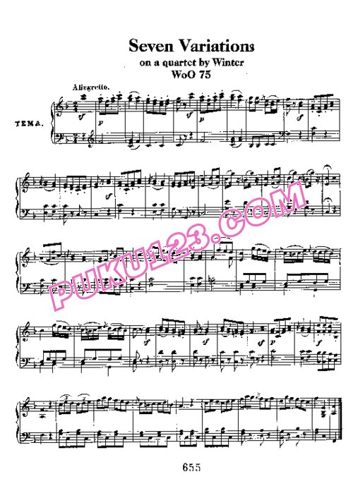 天天钢琴网-免费下载Beethoven - 7 Variations on a Quartet by Winter WoO 75