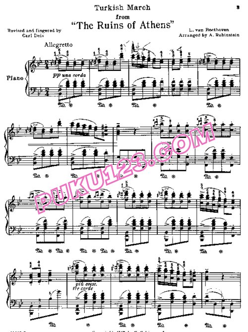 天天钢琴网-免费下载Beethoven - Rubinstein - Turkish March from The Ruins Of Athens 安东·鲁宾斯坦改编钢琴独奏版《土耳其进行曲》