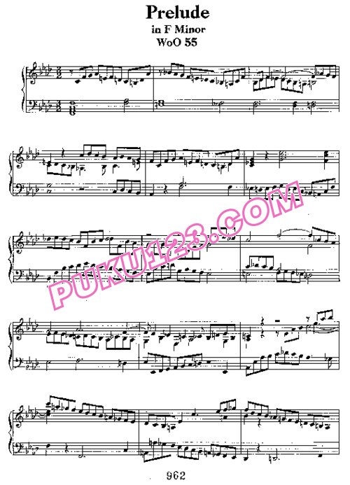天天钢琴网-免费下载Beethoven - Prelude in f Minor WoO 55