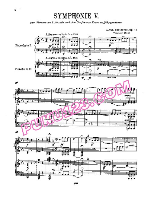 天天钢琴网-免费下载Beethoven - Symphony No.5 in c Minor Op.67 双钢琴版第1-2乐章