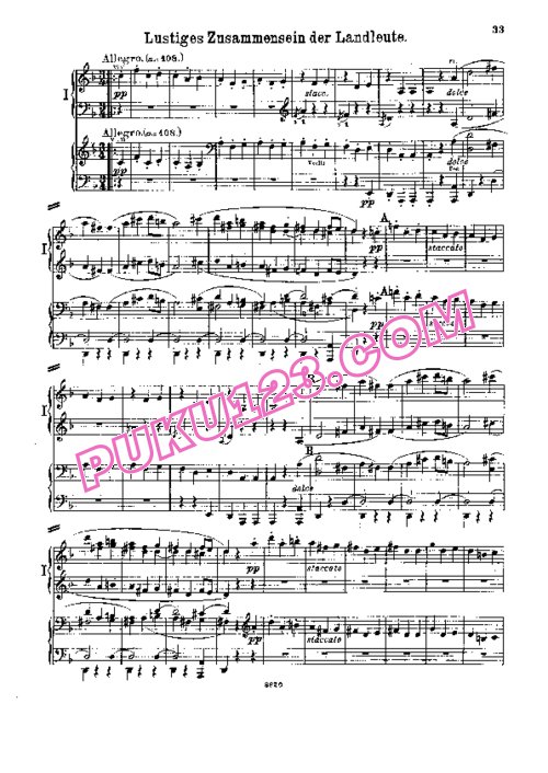 天天钢琴网-免费下载Beethoven - Singer - Symphony No.6 in F Major Op.68 双钢琴版