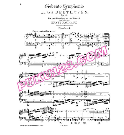 天天钢琴网-免费下载Beethoven - Naumann - Symphony No.7 Op.92 - 2 Pianos