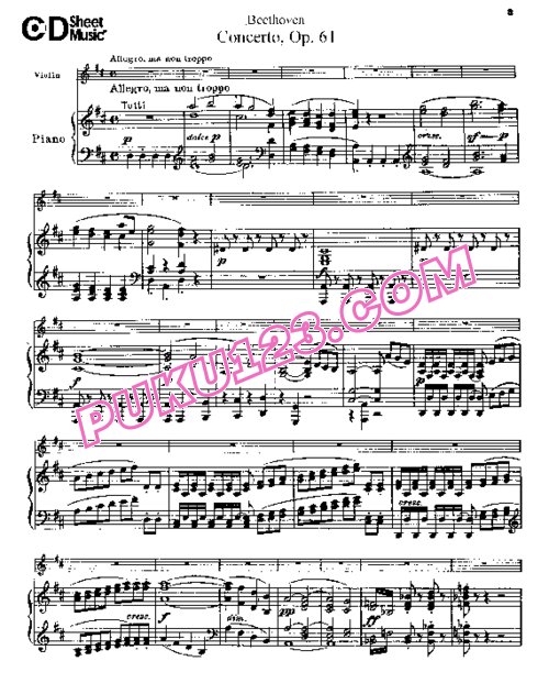 天天钢琴网-免费下载Beethoven - Violin Concerto in D Major Op[1].61 - 小提琴与钢琴版