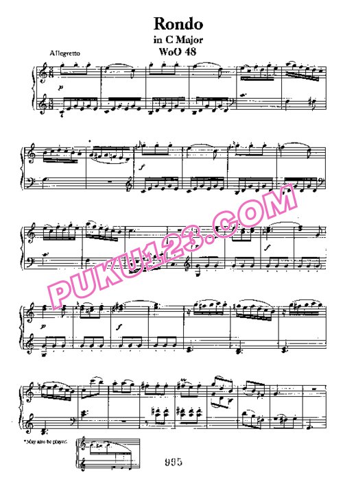 天天钢琴网-免费下载Beethoven - Rondo in C Major WoO 48