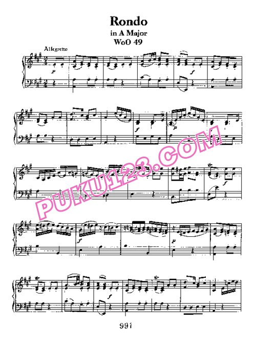 天天钢琴网-免费下载Beethoven - Rondo in A Major WoO 49