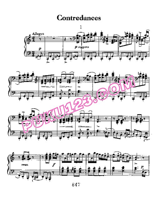 天天钢琴网-免费下载Beethoven - 3 Contredances