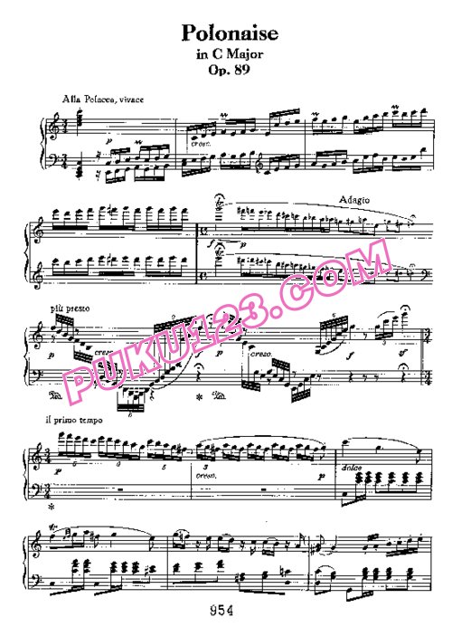 天天钢琴网-免费下载Beethoven - Polonaise in C Major Op.89
