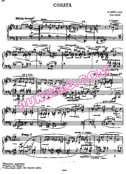 天天钢琴网-免费下载Berg － Piano Sonata Op.1