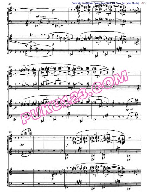 天天钢琴网-免费下载Bernstein - Symphonic Dances from WSS (arr two pianos Musto) part.1 双钢琴版1