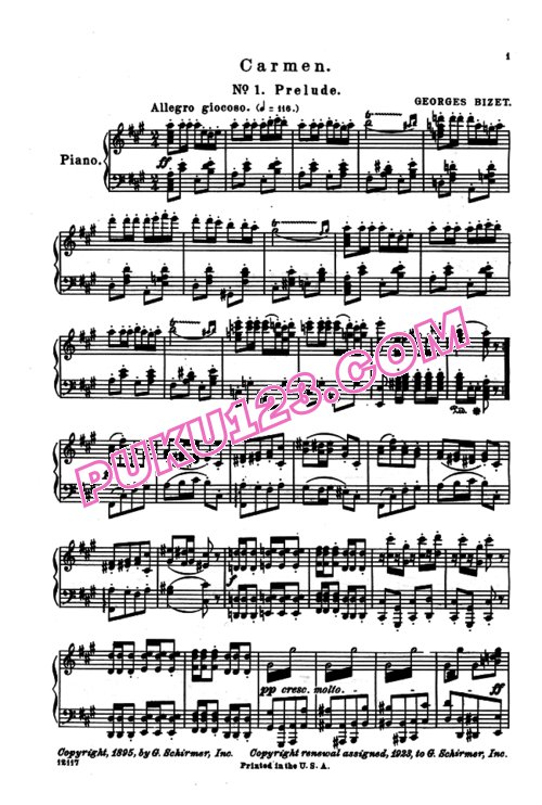 天天钢琴网-免费下载Bizet - Carmen Overture - Solo Piano 独奏版