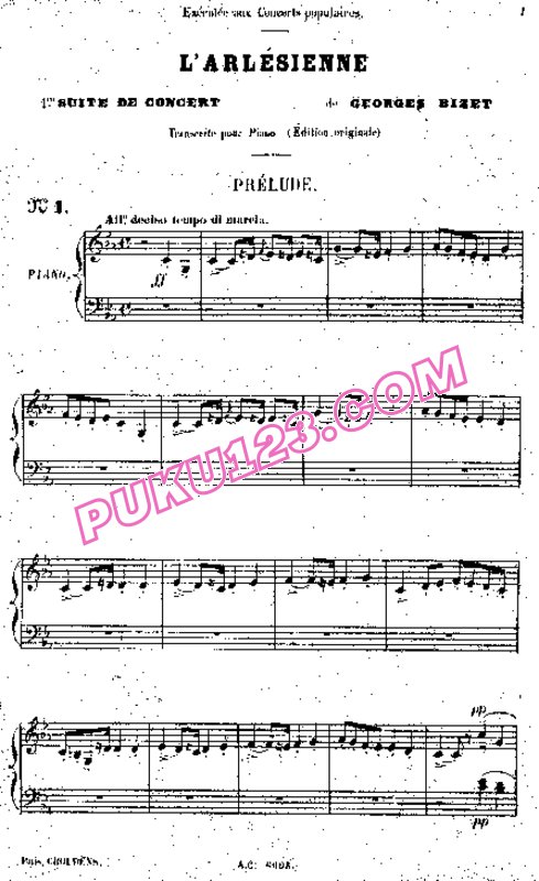 天天钢琴网-免费下载Bizet - L Arlesienne Suite No.1 - Solo Piano