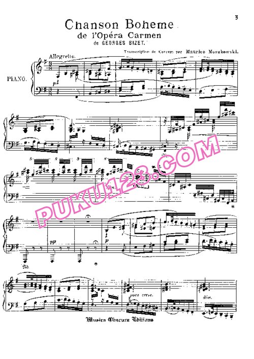 天天钢琴网-免费下载Bizet - Moszkowski - Chanson Boheme from Carmen 莫斯科夫斯基改编钢琴独奏版