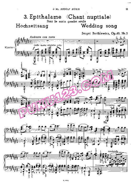 天天钢琴网-免费下载Bortkiewicz - Quatre Morceaux Op.65