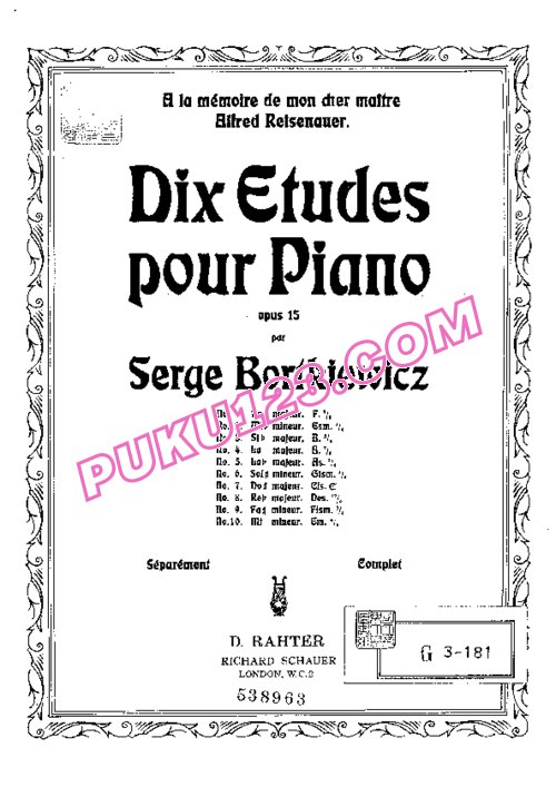 天天钢琴网-免费下载Bortkiewicz - Dieci Studi Op.15