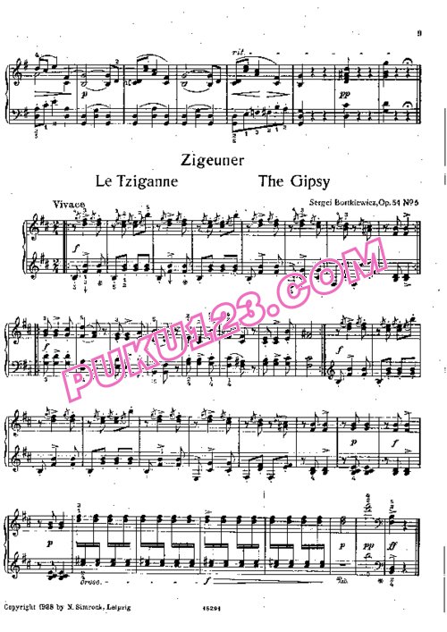 天天钢琴网-免费下载Bortkiewicz - Marionettes - 9 Easy Pieces Op.54