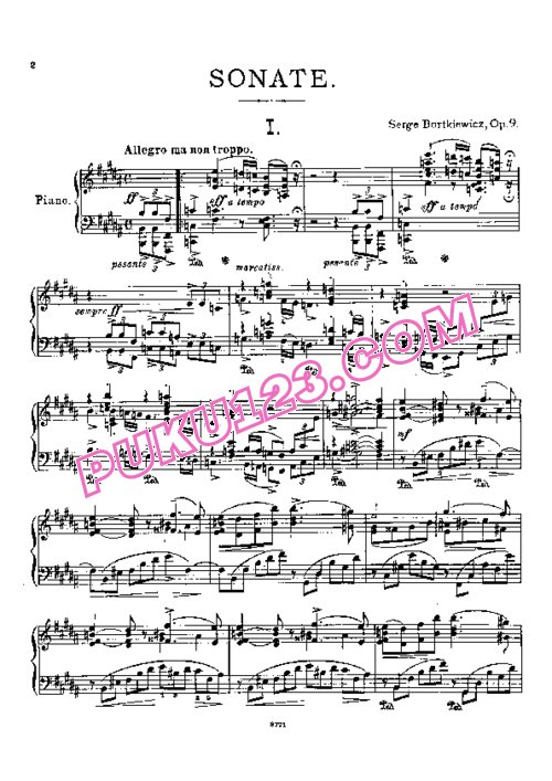 天天钢琴网-免费下载Bortkiewicz - Piano Sonata No.1 in B Major Op.9