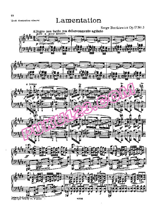 天天钢琴网-免费下载Bortkiewicz - Lamentations and Consolations Op.17