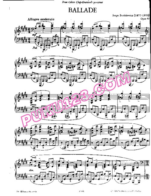 天天钢琴网-免费下载Bortkiewicz - Ballade in c-sharp Minor Op.42