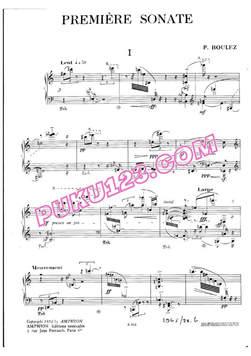 天天钢琴网-免费下载Boulez - Sonata No.1