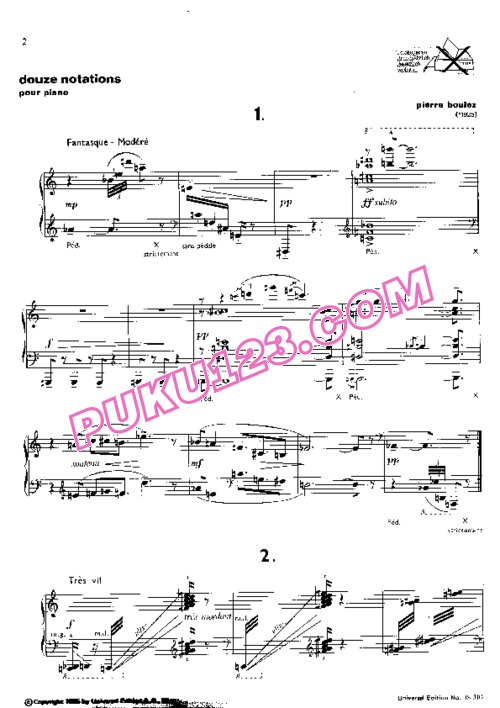 天天钢琴网-免费下载Boulez - 12 Notations for Piano