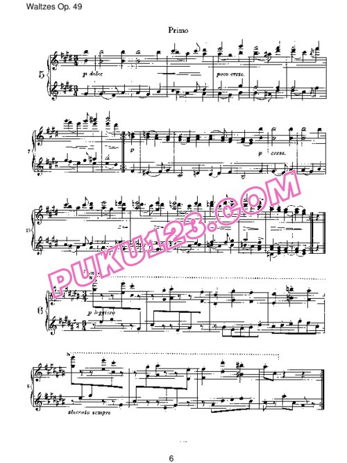 天天钢琴网-免费下载Brahms - Waltzes Op.39 - for four hands 四手联弹版