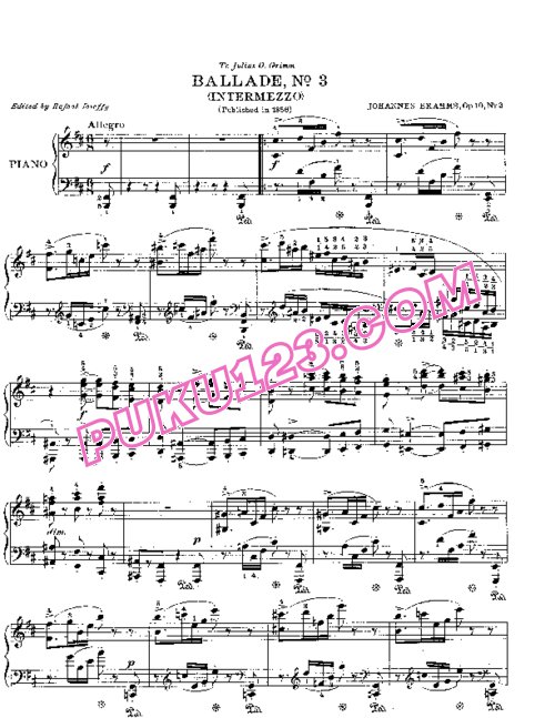 天天钢琴网-免费下载Brahms ballade Op10 3