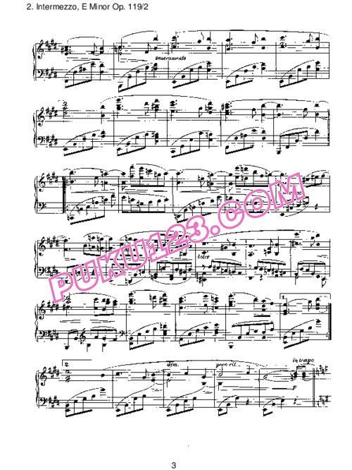 天天钢琴网-免费下载Brahms Op 119 2