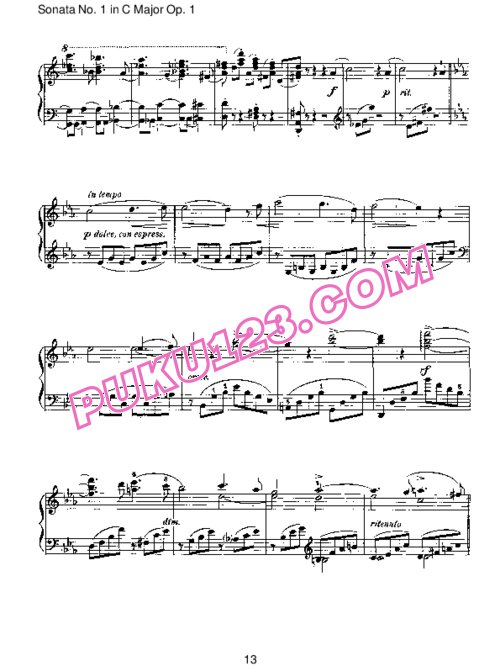 天天钢琴网-免费下载Brahms - Piano Sonata No.1 in C Op.1