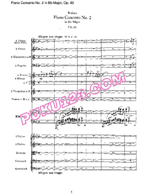 天天钢琴网-免费下载Brahms - Piano Concert no.2 Op.83 - Full Score