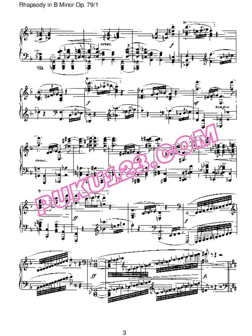 天天钢琴网-免费下载Brahms - Rhapsody in B Minor Op 79 pt 1