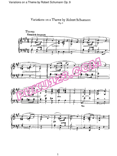 天天钢琴网-免费下载Brahms - Variations on a Theme by Robert Schumann Op.9