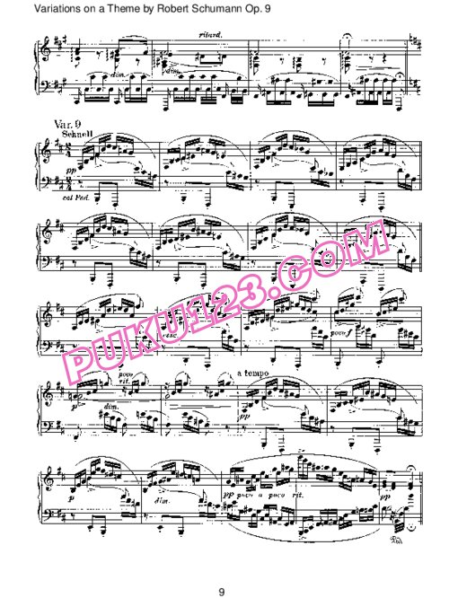 天天钢琴网-免费下载Brahms - Variations on a Theme by Robert Schumann Op.9