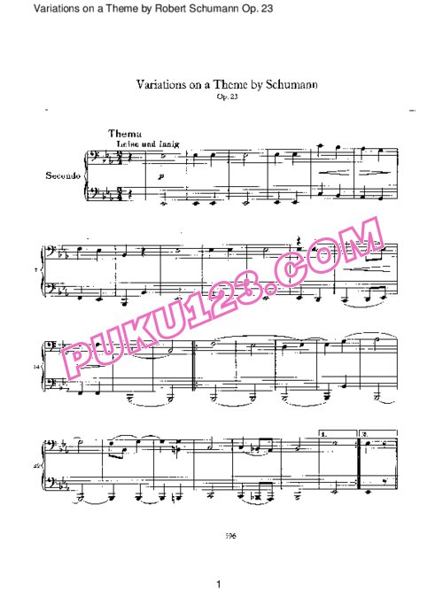 天天钢琴网-免费下载Brahms - Variations on a Theme by Robert Schumann Op.23 四手联弹