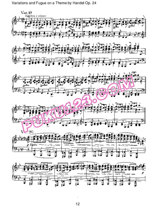 天天钢琴网-免费下载Brahms - Variations and Fugue on a Theme by Handel Op.24