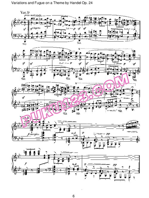 天天钢琴网-免费下载Brahms - Variations and Fugue on a Theme by Handel Op.24