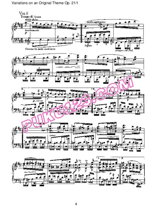 天天钢琴网-免费下载Brahms - Variations on an Original Theme Op.21-1