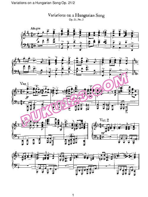 天天钢琴网-免费下载Brahms - Variations on a Hungarian Song Op.21-2