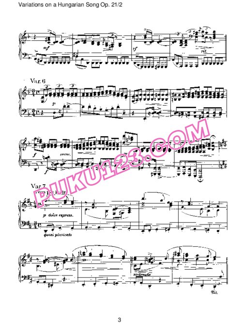 天天钢琴网-免费下载Brahms - Variations on a Hungarian Song Op.21-2